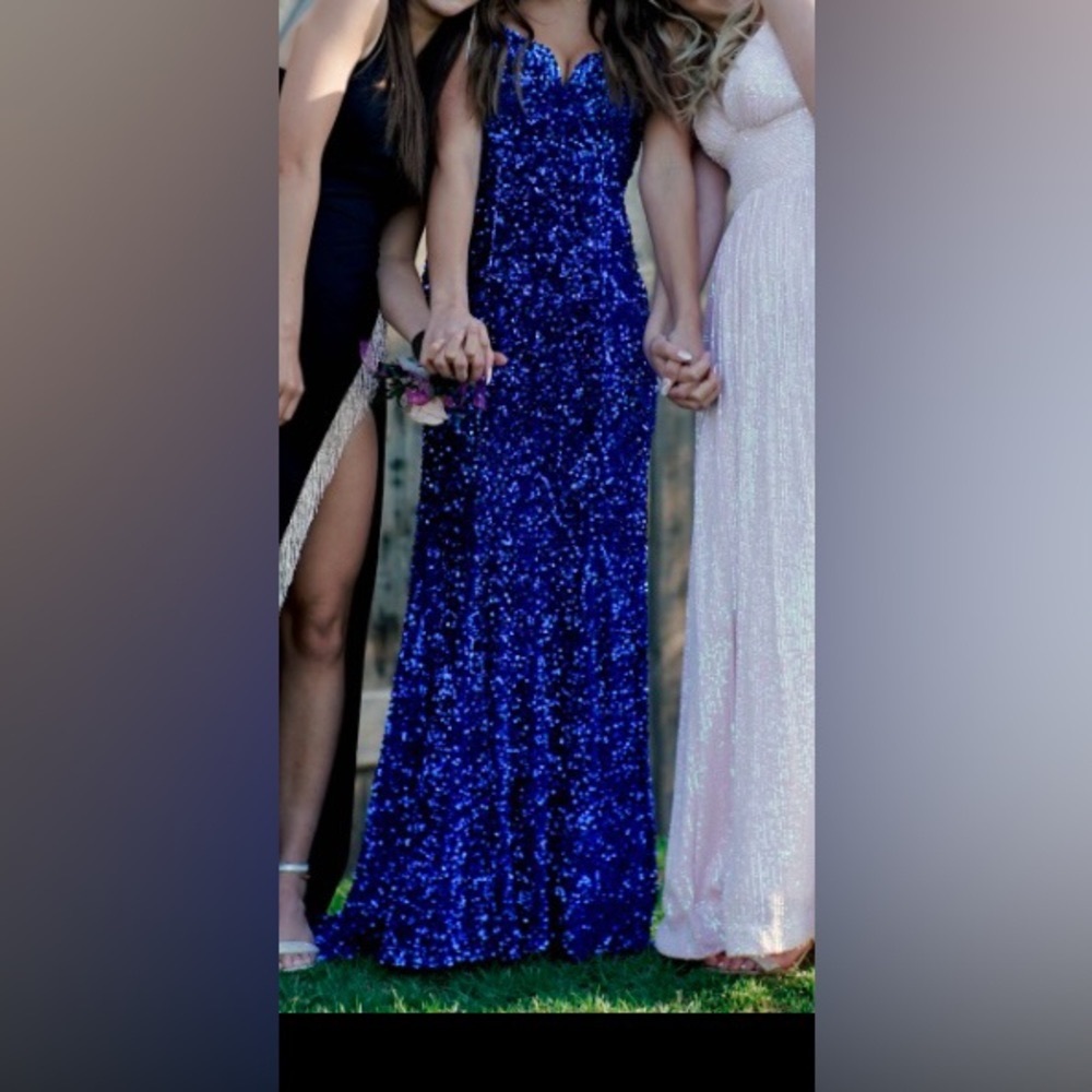 Blue strapless prom dress size small!